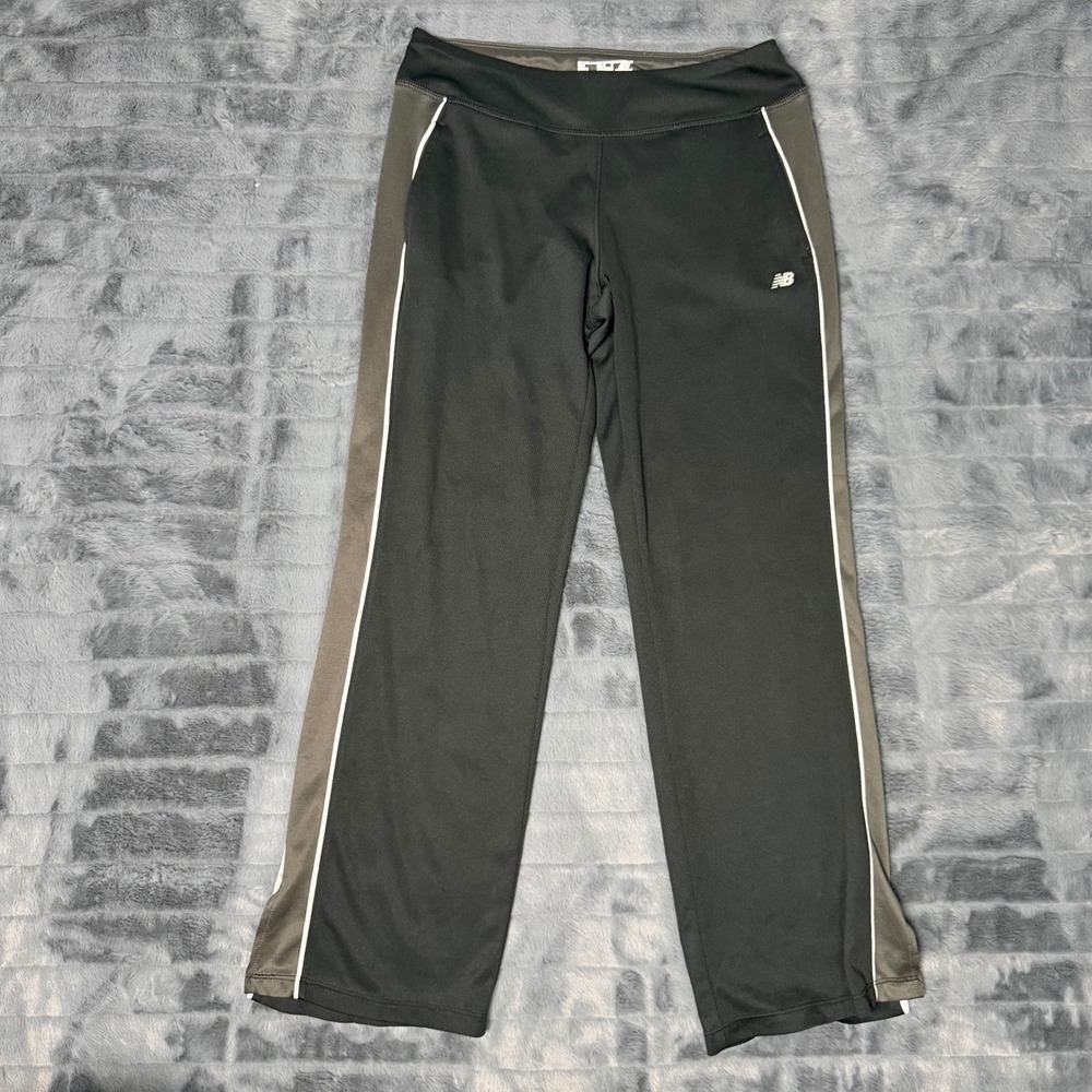 New Balance Womens Small Black Grey Track Pants Straight Leg Athletic Running